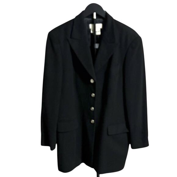 Vintage ESCADA Margaretha Ley 100% Cashmere Black Gold Button Coat Size 14 - Picture 7 of 12